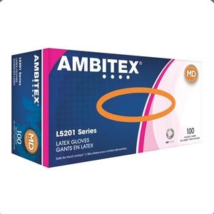 Ambitex L5201 Series Powder Free Latex Gloves, Medium - 100 Count